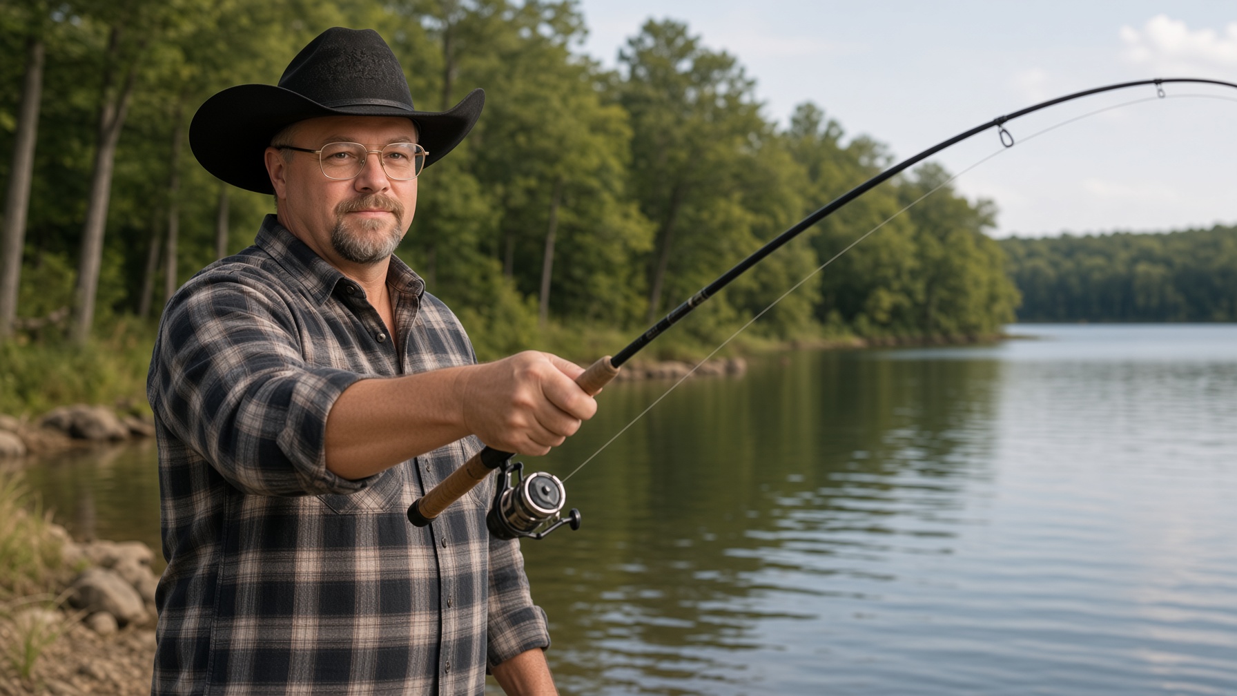 Chad Sanders fishing at an Alabama lake